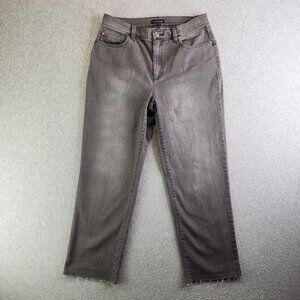 Eileen Fisher Jeans Womens SP Gray Straight Leg Crop Raw Hem High Waisted